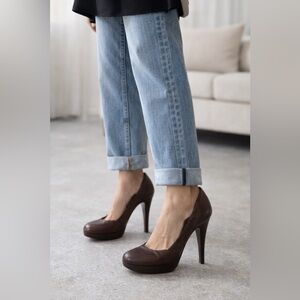 Chloé VTG Brown Leather Platform Pumps | Made in Italy| Designer Heels  Size 38